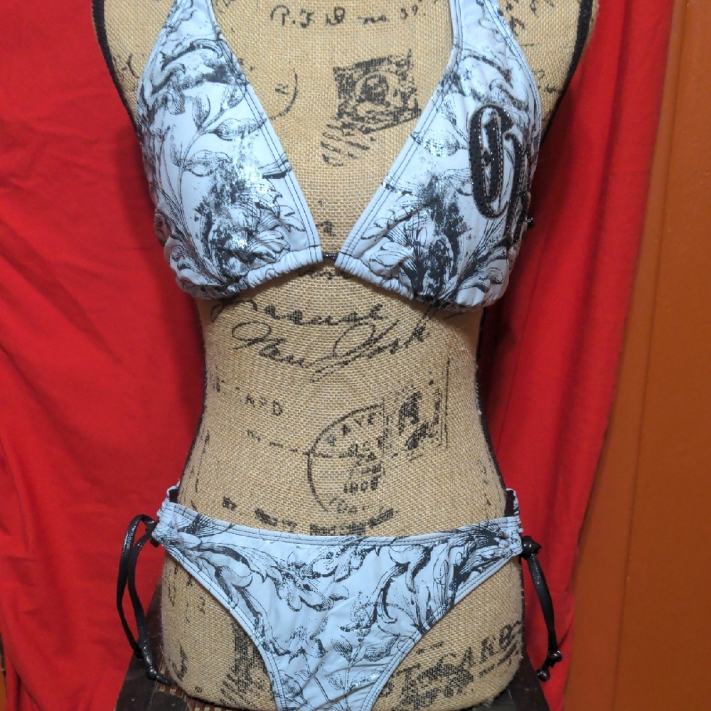 Crash and Burn Black and White Bikini Set